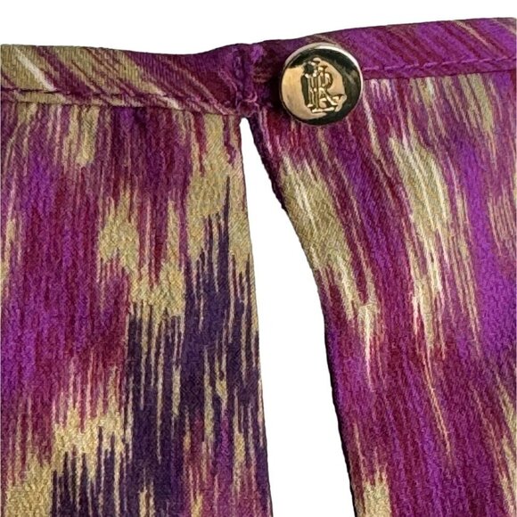 LAUREN Ralph Lauren Ikat Blouson Smocked Sleeveless Tiered Midi Dress Womens Sm - Picture 10 of 12